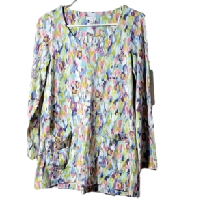 PURE JILL by J. JILL watercolor print multicolor tunic style long sleeve…